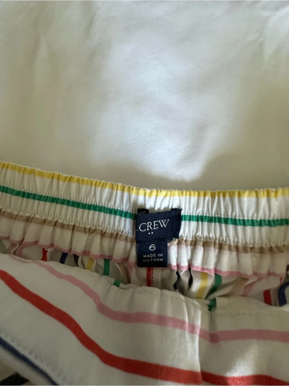 J. Crew White Striped Tie-Belt Bermuda Shorts